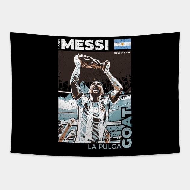 Lionel Messi - Street Art - Soccer Icons Tapestry by MIST3R