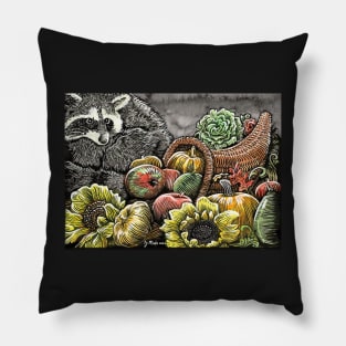 Raccoon Cornucopia Pillow