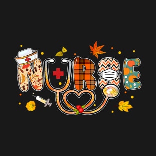 Love Nurse Life Pumpkin Fall Autumn Thanksgiving Nursing T-Shirt