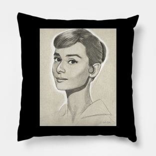 Audrey Hepburn Portrait Drawing Pillow