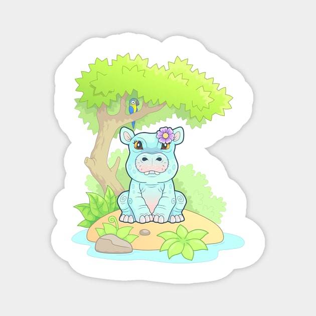 little cute hippo Magnet by YMFargon