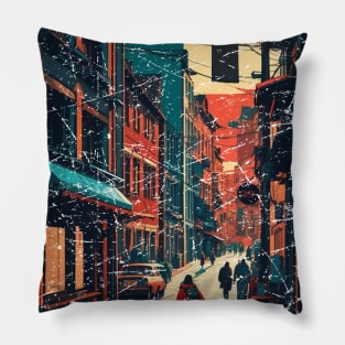 Sunset Urban City Pillow