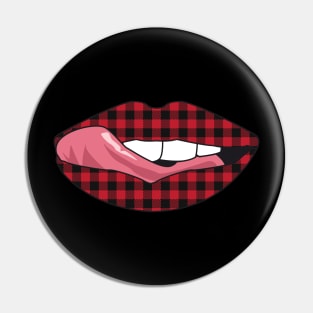 Vintage Lips Retro Style Tongue Flannel Pattern Popart Gift Pin
