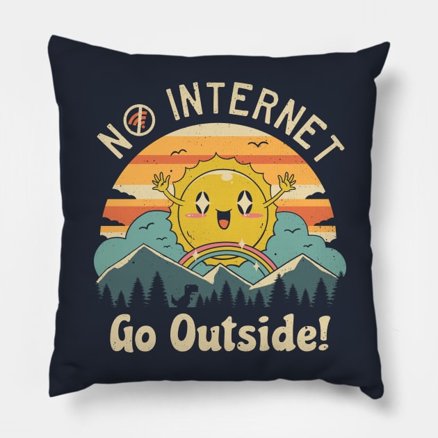 No Internet Vibes! Pillow by Vincent Trinidad Art