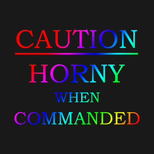 Caution (Horny When Commanded) - BDSM - Rainbow T-Shirt