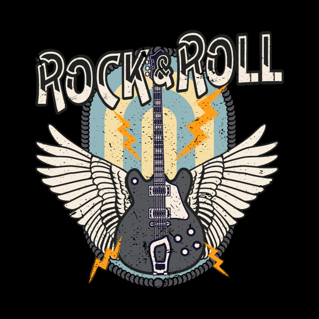 Rock & Roll Retro Electric Guitar Wings by Foxxy Merch