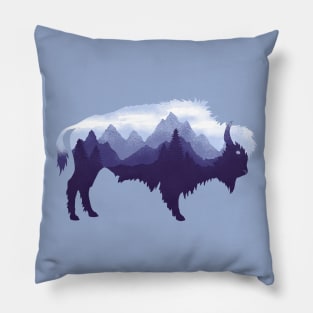 Dramabite Bison Buffalo Double Exposure Surreal Wildlife Native Animal Pillow