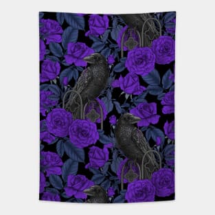 Ravens and violet roses Tapestry