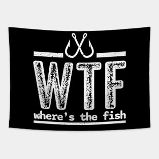 WTF Where the fish funny fishing gift t-shirt Tapestry