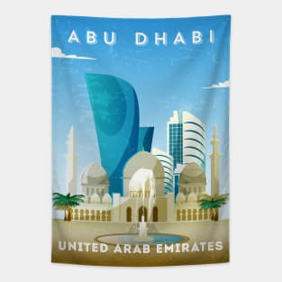 Abu Dhabi, UAE - Retro travel minimalist poster Tapestry