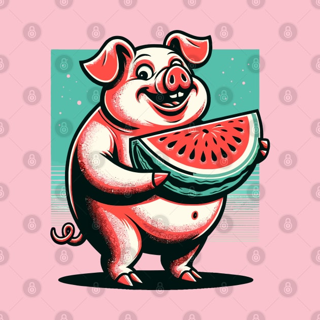 Pig with watermelon slice by Art_Boys