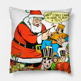 The clueless and funny Santa Claus makes a mistake and paints a toy buyer in his Christmas workshop at the North Pole Pillow