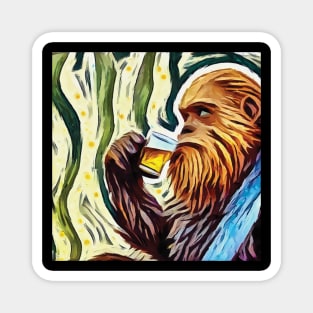 Bigfoot drink beer Van Gogh style Magnet