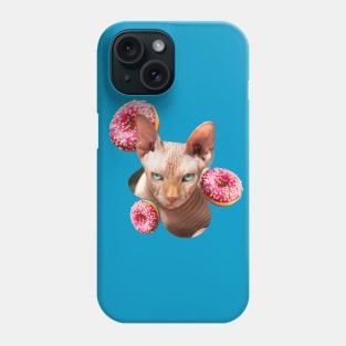 Sphynx cat with pink donuts Phone Case