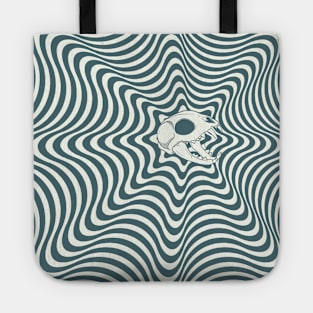 Green Cougar Skull Optical Illusion Tote