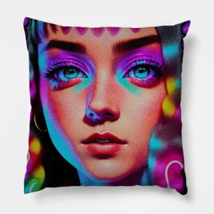 Rainbow Rave Girl Pillow