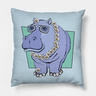 Hippo in Sunglasses Pillow