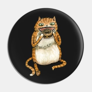 Delighted Cat with a Breakfast Sandwich Pin