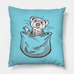 Ferret Pocket Funny Cute White Gray Fur Pillow