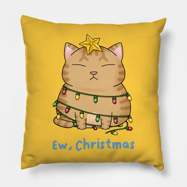 Ew Christmas Cute Orange Cat Christmas Tree Pillow by Takeda_Art