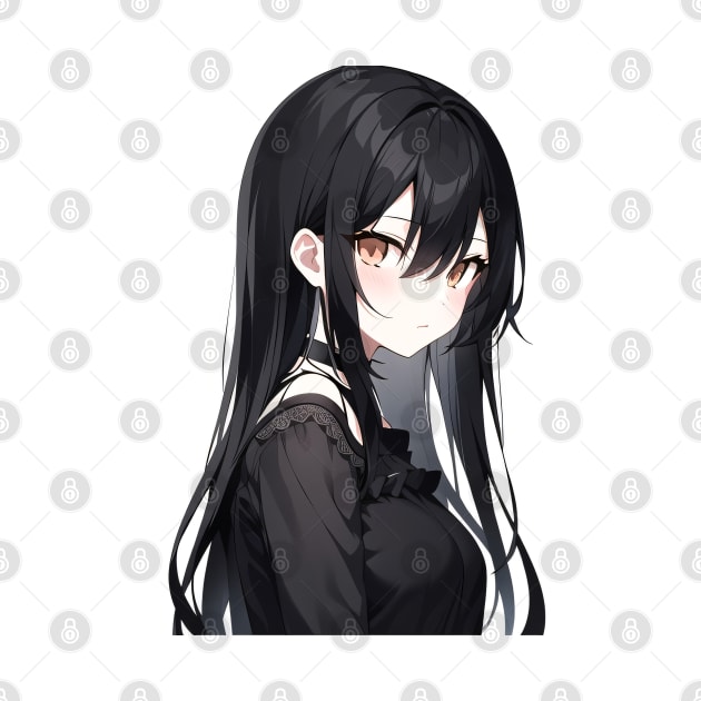 long black hair anime girl by DeathAnarchy