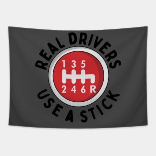 Real Drivers Use a Stick - Round Manual Shift Tapestry