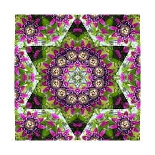 Mandala Kaleidoscope in Pink, Green, Brown, and White T-Shirt