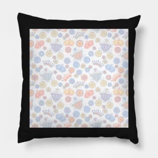 Pink and blue pattern of little princess doodles Pillow