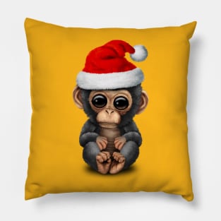 Baby Chimp Wearing a Santa Hat Pillow