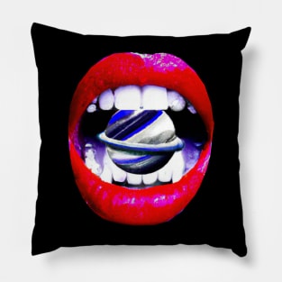 Stay groovy - Red galaxy lips design Pillow