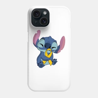 Blue Alien Holding an Awareness Ribbon (Yellow) Phone Case