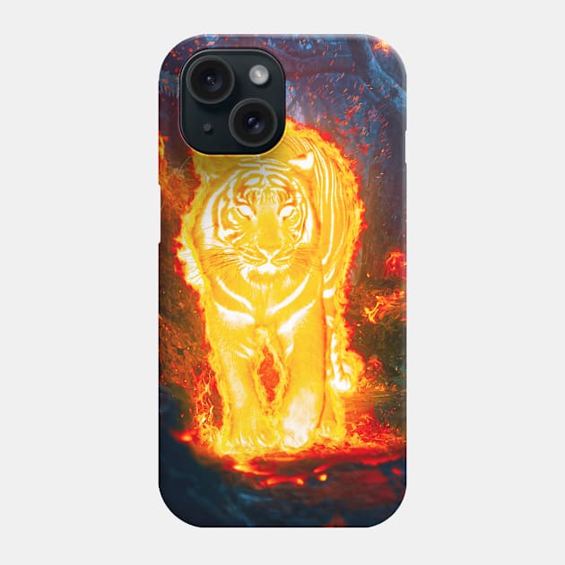 Blazing Tiger Phone Case by Ergen Art