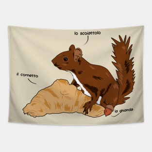 Squirrel with Croissant Tapestry