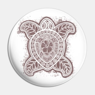 Pasifika Turtle - white on chocolate Pin