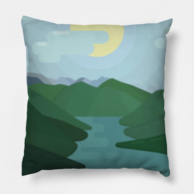 Mountain Nature Pillow by Polahcrea