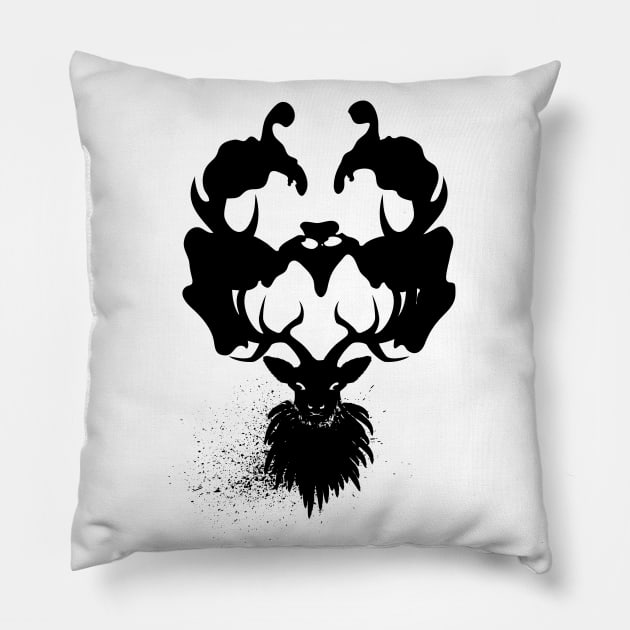 Rorschach stag Pillow by AnnArtshock