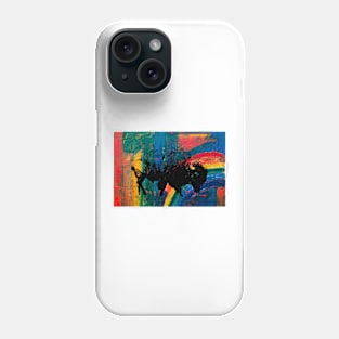 American Bison Stamp Art Painting Rainbow Phone Case