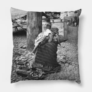 Woman Playing with Baby in Peru Pillow