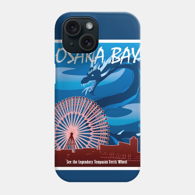 Osaka Bay Travel Poster Phone Case by KCDragons