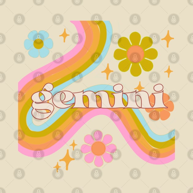 Gemini 70s Rainbow with Flowers by Deardarling