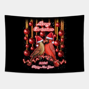 Red Cardinal bird merry Christmas and happy new year Tapestry