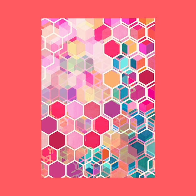 Rainbow Honeycomb - colorful hexagon pattern by micklyn