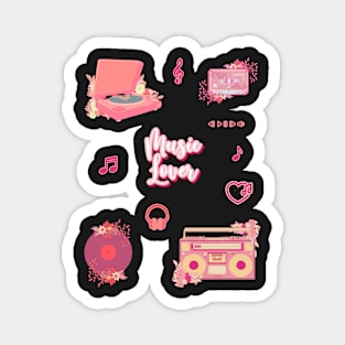 Stickers set music Retro Kawaii Pastel Magnet