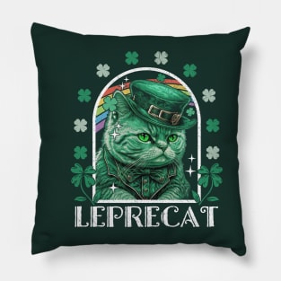 Leprecat Funny Saint Patrick's Day Cat Leprechaun Pillow