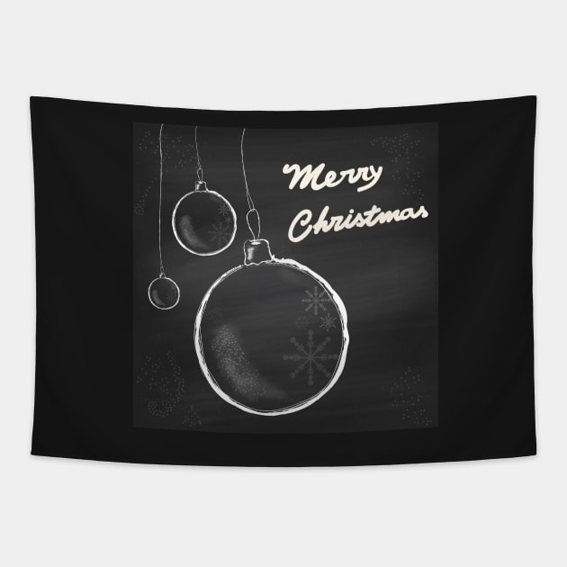 Christmas greeting card with hanging balls. Tapestry by AnaMOMarques