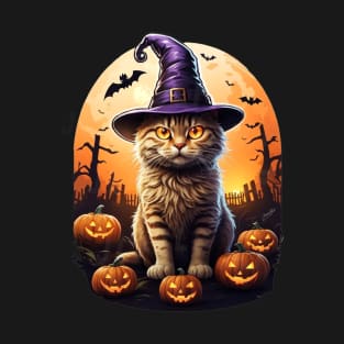 Witch Pumpkin Cat T-Shirt