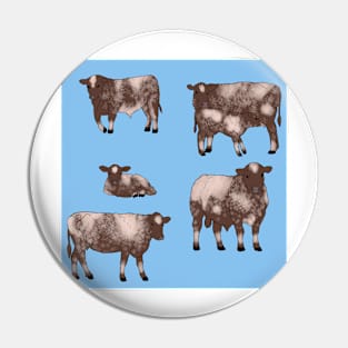 Shorthorn Cattle Pattern Blue Pin