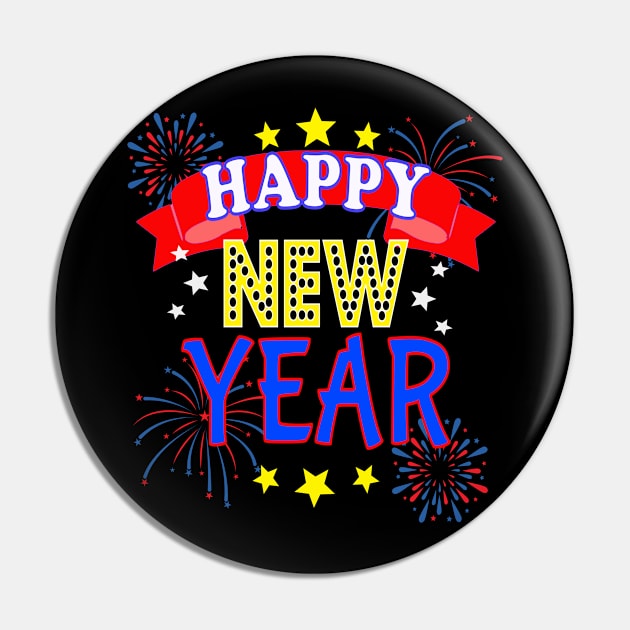 Happy New Year Pin by JPDesigns