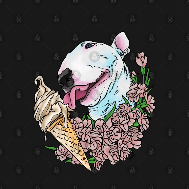 Bull Terrier Loving Ice Cream by Noewi