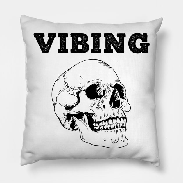 VIBING SKULL Pillow by giovanniiiii